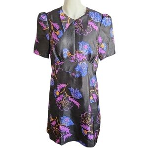 BAUM UND PFERDGARTEN Amel Floral Minidress In Black Ginkgo Sz 40 (US 10)
